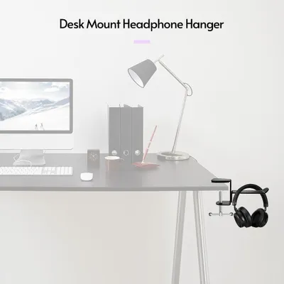 Produktbild von Universeller Kopfhörer-Aufhänger, Tischmontage, Headset-Halter unter Kopfhörerständer, Haken aus Aluminiumlegierung