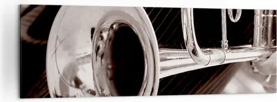 Produktbild von Bild auf Leinwand - Leinwandbild - Musik Trompete Instrument Orchester - 160x50cm - Wand Bild - Wanddeko - Leinwanddruck - Bilder - Kunstdruck - Leinwand bilder - Wandkunst - AB160x50-1553