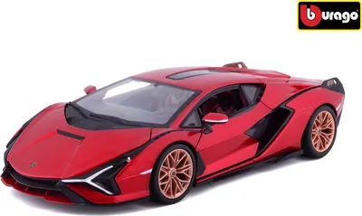 A red Lamborghini Sian FKP 37 model car is displayed on a white background.