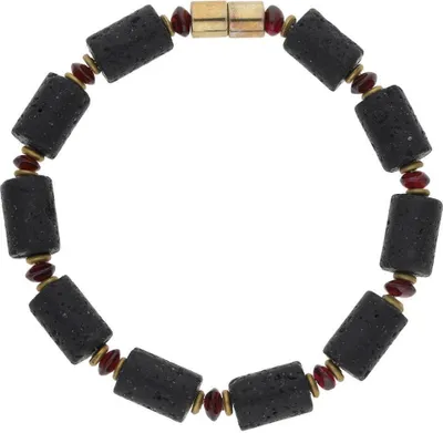 Produktbild von JuwelmaLux Steinarmband mit Lava und Granat Silber 925/000 vergoldet JL30-03-3154 19,8 cm
