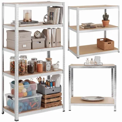 Zdjęcie produktu dla Regał metalowy magazynowy piwnica garaż archiwum 180x90x40cm 1000 kg 3W1 5 półek FUNFIT