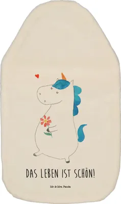 Produktbild von Mr. & Mrs. Panda Wärmekissen Einhorn Spaziergang - Weiß - Geschenk, Kuschelwärmflasche, Wärmflasche mit Bezug, Unicorn, Einhörner, Blumen, Bettflasche, gummi, Mutter