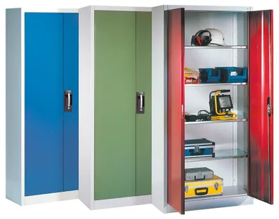 Produktbild von Werkzeugschrank mit Flügeltüren, 4 Verstellböden, BxTxH 1200x800x1950 mm, RAL 7035/5012