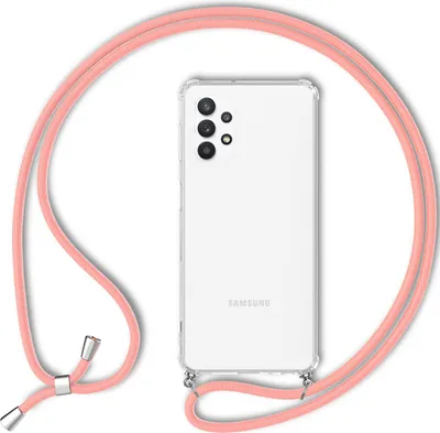 Produktbild von Für Samsung Galaxy A13 - Transparente Handy Hülle mit Kette & Handy-Schnur Pink