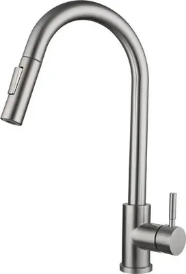 Produktbild von Küchenarmatur - Ausziehbrause - Edelstahl - Einhebel - Einlochmontage - Heiß- und Kaltwasser - Silber