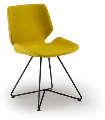 Image de Chaise jaune Chaise rembourrée moderne en métal pour salle à manger