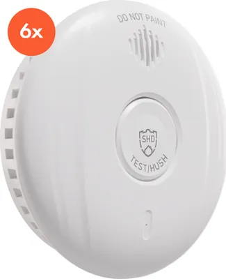 Produktbild von SHD by OneConcept Rauchmelder, Zuverlässiger Mini-Rauchmelder, 6x Feuermelder mit Batterie, Rauchmelder für Küche, Büro, Wohnwagen, Brandmelder mit Testfunktion, Optischer Sensor & Stummschaltung