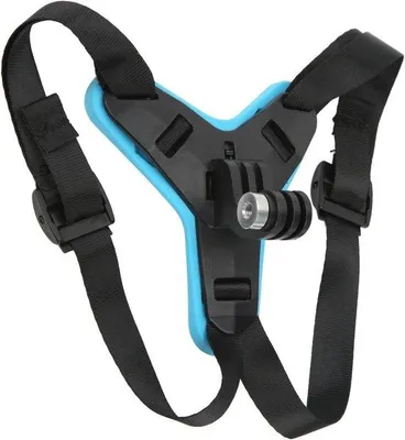 Produktbild von Motorhelm mit Kamera-Beugel für Actionkameras, blau, aus weichem Kunststoff, 5 Zoll.
