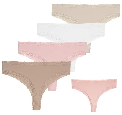 Produktbild von Damenunterwäsche - Baumwollhöschen Größe M - Spitzenunterwäsche 4 Stück - Brazilian Slip