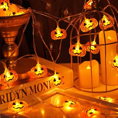 Halloween Lichterkette 3 m, 20 LEDs, Kürbis, Timer, Batterie