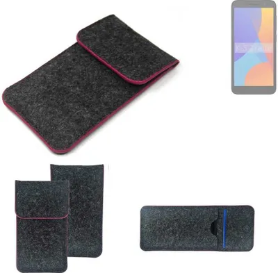 Produktbild von K-S-Trade Handy Schutz Hülle kompatibel mit Alcatel 1 (2021) Schutzhülle Handyhülle Filztasche Pouch Tasche Case Sleeve Filzhülle dunkelgrau rosa