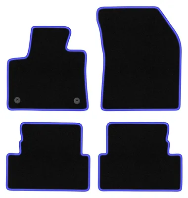 Image de Tapis de sol en moquette pour Opel Grandland 2017- (crossover) – jeu 4 pièces, noir/bleu, sur mesure – Wielganizator CARLUX