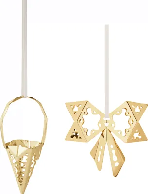 Immagine prodotto di Georg Jensen - Decorazione natalizia con fiocco e cono 2022, placcato oro
