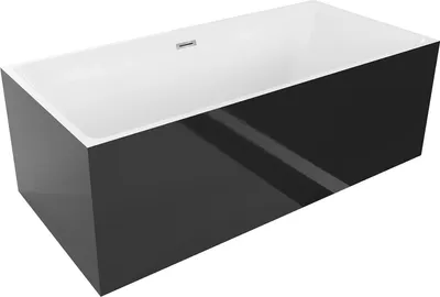 Produktbild von Mexen Nita freistehende Badewanne 170 x 80 cm, weiß/schwarz, chrom Ablauf - 52091708075-01
