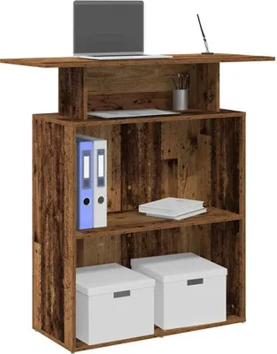 Image de Comptoir d'accueil aspect vieux bois 100x40x104 cm Matériau dérivé du bois