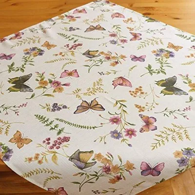 Immagine prodotto di Tovaglia quadrata Ibenzoa® con motivo a farfalle per decorazioni primaverili ed estive, 110 x 110 cm