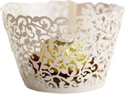 Image de 50pcs Laser Cut Lace Design Cupcake Wrappers, Papier coloré Muffin Cake Wrapper Pour Mariage Fête Anniversaire Baby Showers Décoration