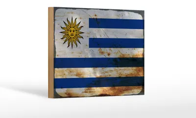 Produktbild von Holzschild Flagge Uruguay 18x12 cm Flag of Uruguay Rost Dekoration