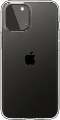 The back of a clear phone case with an iPhone logo visible through it.