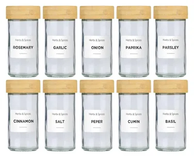 Produktbild von alpina Gewürzgläser 12er Set - Gläser für Gewürze mit Bambusdeckel und Streueinsatz - Küche Aufbewahrung & Organisation