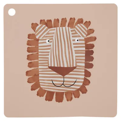 Produktbild von OYOY Silikon Tischset Lobo Lion M107414 Kinder Platzset 38x38 cm abwaschbar mit Löwen Motiv Tischunterlage für Mahlzeiten