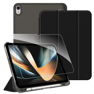 Produktbild von Fintie Hülle für iPad 11. Generation 2025 11 Zoll, iPad 10. Generation 2022 10.9 Zoll mit Schutzfolie - ultradünne leichte transparenter Rückseite Schutzhülle Case Cover mit Stifthalter, Schwarz