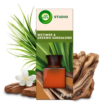 Imagen del producto de Air Wick Difusor de aromas LARGE STUDIO, Vetiver y sándalo, 80 ml