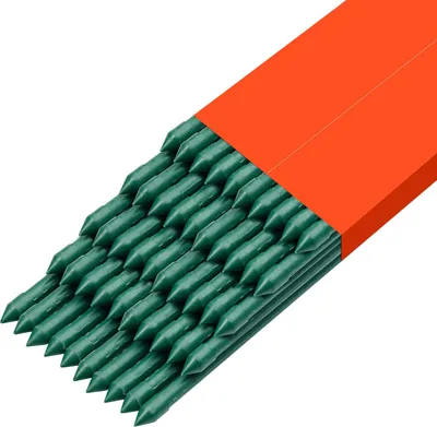 Produktbild von SucceBuy Rankhilfe, 50er-Pack, Pflanzstab ⌀11x1170 mm, kunststoffbeschichtete Metallstäbe, Pflanzenstütze mit spitzem Ende und rutschfesten Noppen für Kletterpflanzen und Gemüseanbau