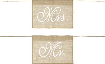 Produktbild von Mr and Mrs Schild 30x21cm Jute Stuhldeko Anhänger 2er Set natur