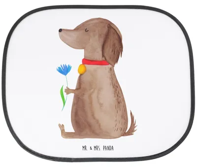 Produktbild von Mr. & Mrs. Panda Auto Sonnenschutz Hund Blume - Weiß - Geschenk, Sprüche, für Autoscheiben, Süß, saugnapf, Hunde, Autoscheibe, Hundeliebe, Sonnenblende
