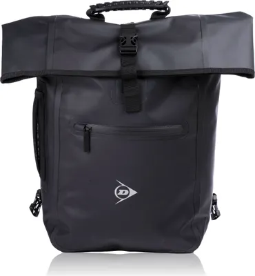 Produktbild von Dunlop 4in-1 Fahrradrucksack 25L - Rolltop Rucksack - Rucksack Wasserdicht - Fahrrad Tasche mit Klemmhaken für Gepäckträger - Rollrucksack mit Schultergurt - Schwarz