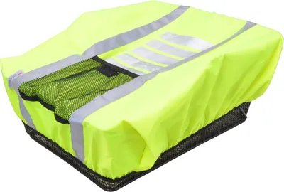 Produktbild von abereda XXL Schultaschen Fahrradkorb hinten für Gepäckträger mit Regenabdeckung neongelb