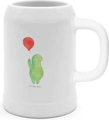 Produktbild von Mr. & Mrs. Panda Krug Schildkröte Luftballon - Weiß - Geschenk, Motivation, Humpen, Schildkröten, Jahrmarkt, Seidel, Steinkrug, glücklich, Motivationsspruch, Keramikkrug