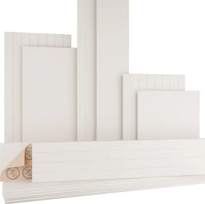 Produktbild von AKUSTIKO Akustikpaneele Selbstklebend 240x30cm - 4 Stück Warmweiß Akustik Wandpaneele Brandschutzklasse B-s1-d0 Panels Filz 9mm Hexim Decken- & Wandverkleidung Decken System (2.88m²)