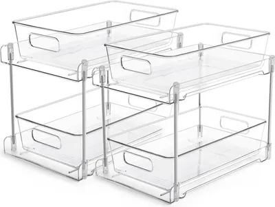 Produktbild von Multifunktionale Spülschrank Organizer, 2 Pack Küchenschrank, Doppelschicht Unterschrank für Spüle, Küche, Badezimmer, Schließfach