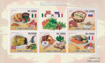 Produktbild von Briefmarken Sao Tome e Principe 2009 Mi 4180-4184 Kleinbogen (kompl. Ausgabe) postfrisch Weltgastronomie - Nationalgerichte