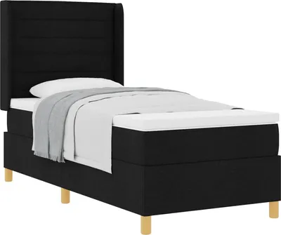 Obrázok produktu pre Posteľ s pružinovým rámom s matracmi Čierna 90 x 190 cm látka