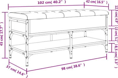 Immagine prodotto di Panca per scarpe grigio Sonoma 102x42x45 cm materiale a base di legno