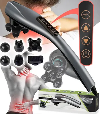 Produktbild von Multifunktionaler elektrischer Handmassagegerät mit Tiefenmassage, 6 Massageköpfen, Anti-Cellulite, für Körper, Muskeln und Rücken
