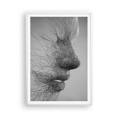 Produktbild von Gerahmtes Poster - Weißer Rahmen - Gesicht Grafiken Fäden - 70x100 cm - Wand Bild - Wanddeko - Wandbilder - Kunstposter - Wandposter - Bilderrahmen - Bilder - Kunstdruck - Wandbild - P2WPA70x100-4324