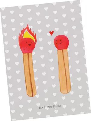 Produktbild von Mr. & Mrs. Panda Postkarte Streichhölzer - Grau Pastell - Geschenk, Liebesgeschenk, Postkarten, Liebesbeweis, einzelkarte, Ansichtskarte, Ansichtskarten, Freundin