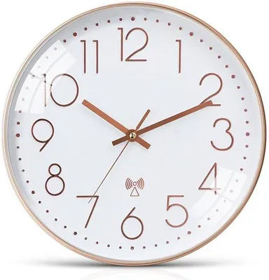 Immagine prodotto di Orologio da parete radiocontrollato da 30 cm, silenzioso, moderno, bianco, per il soggiorno, la camera da letto, l'ufficio e la cucina