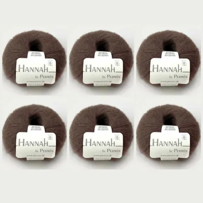 Immagine prodotto di 6x Hannah by Permin – Filato in Lana, seta e cashmere (06 marrone)