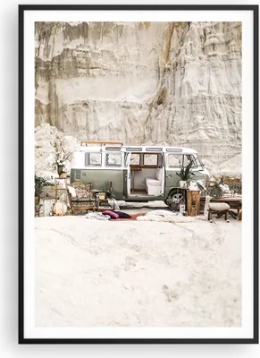 Produktbild von Gerahmtes Poster - Schwarzer Rahmen - Wohnmobil Boho Möbel - 70x100 cm - Wand Bild - Wanddeko - Wandbilder - Kunstposter - Wandposter - Bilderrahmen - Bilder - Kunstdruck - P2BPA70x100-4542