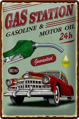 Produktbild von Blechschild Retro 20x30cm Gas Station gasoline motor oil 24