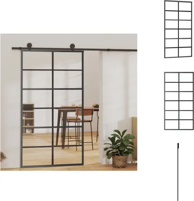 Zdjęcie produktu dla vidaXL Drzwi przesuwne ESG szkło i aluminium 102x205 cm czarne - Drzwi