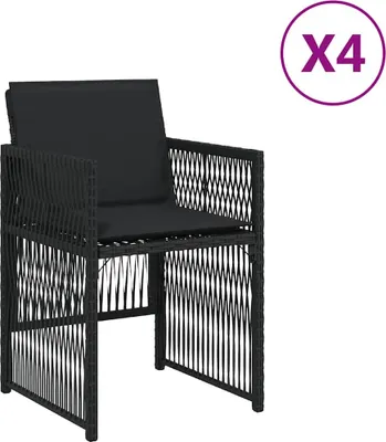 Immagine prodotto di vidaXL Sedie da giardino con cuscini 4 pezzi in polirattan nero