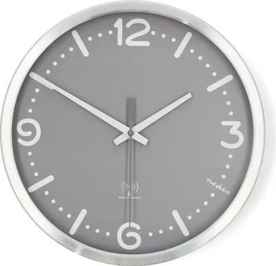 Immagine prodotto di Orologio da parete silenzioso radiocontrollato, 300 mm, alluminio grigio