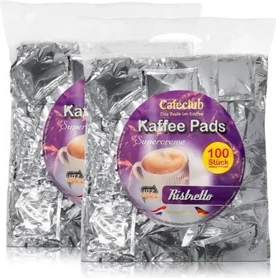 Produktbild von Cafeclub Kaffeepads Ristretto Supercreme Megabeutel 100 Stück (2er Pack)