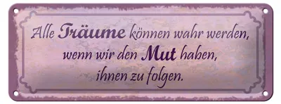 Produktbild von Blechschild Spruch 27x10cm alle Träume können wahr werden Dekoration